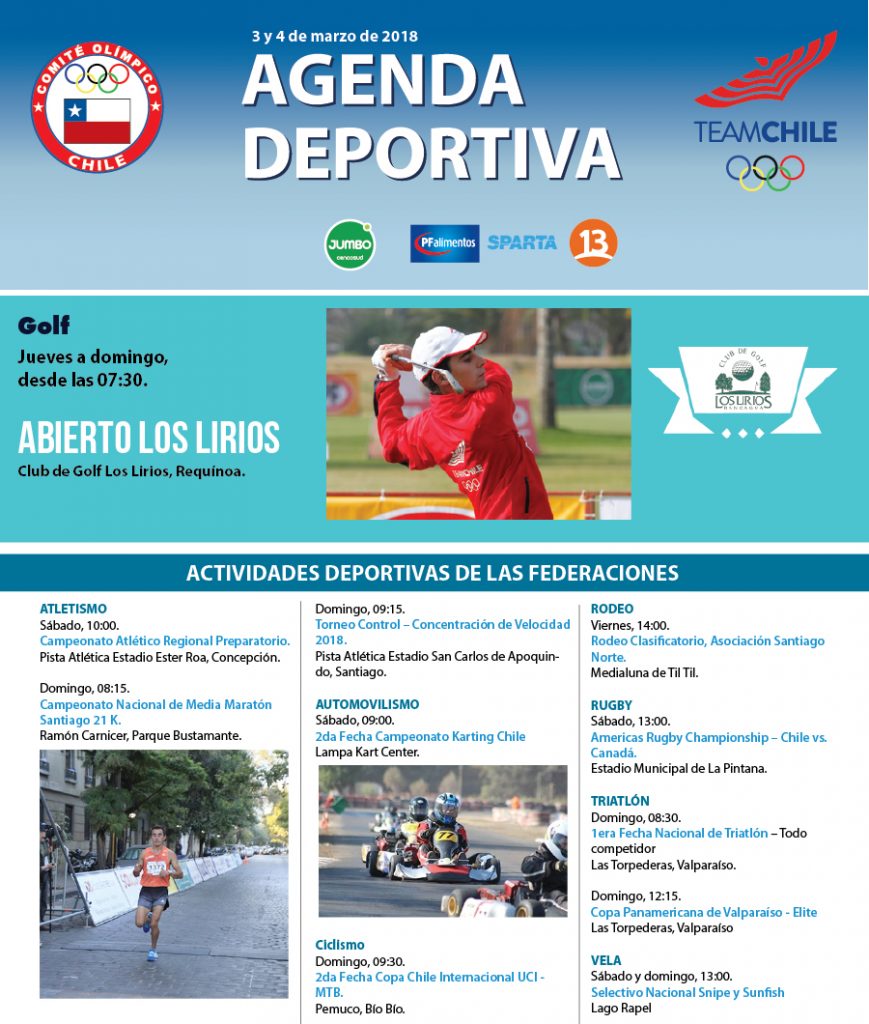 Agenda deportiva 3 y 4 de marzo
